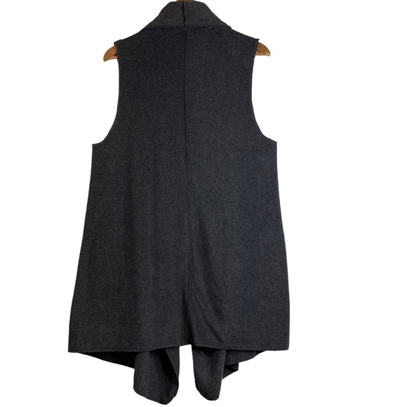 Le Moda Sela Grey Cozy Coat Fleece Vest Sleeveless Waterfall Cardigan One-Size - Picture 6 of 11